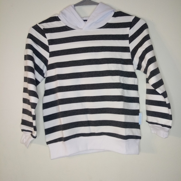 Kids charcoal gray and white striped Hoodie - Picture 4 of 9